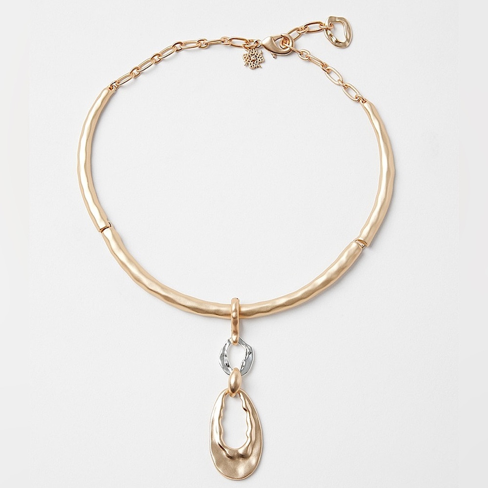 WHBM MIXED METAL DISC COLLAR NECKLACE